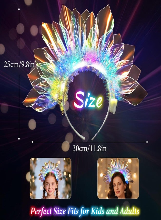 HONLYNE Valentines Day Gifts, New Year LED Headband Light Up Headband, Glow In The Dark Party Supplies, Glow Party Crown Hair Accessories for Women & Girls, Glow In The Dark Flashing Hair Band for Raves - Image 3